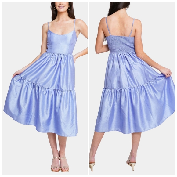 HUTCH Hemline Tiered Perwinkle Purple Shimmer Tommy Dress, S - Picture 3 of 13